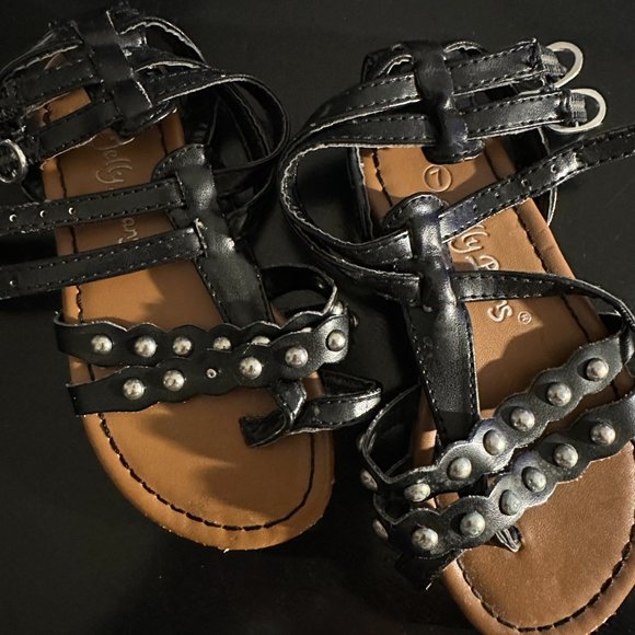 Jelly Beans Black Strappy Studded Sandals Sz 7 - Picture 2 of 5